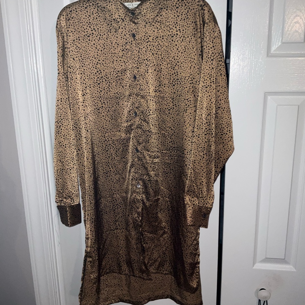 Brown and black button up dress